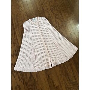 💙Vintage Rosanna‎ Wintuk Pink Cable Knit Cape Poncho Cottagecore Button Front